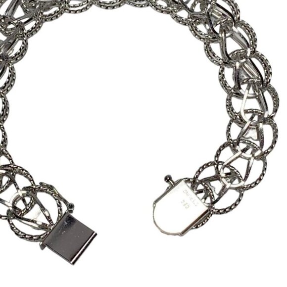 VINTAGE 1950's Sterling CFC Silver Chain Link Heart Bracelet - Picture 3 of 6